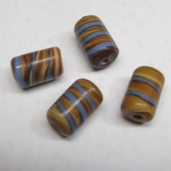 Koralik lampwork – „dębowe słoje” – 15x9 mm – otwór 1,8 mm