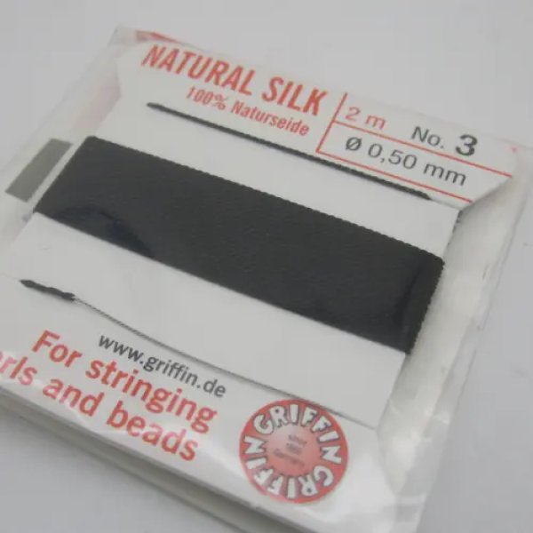 Nici Jedwabne czarne z igłą - 0,5mm/2 metry