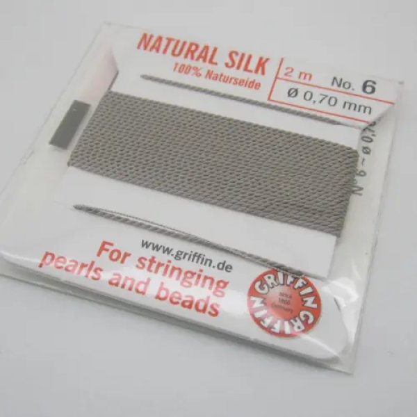 Nici Jedwabne szare z igłą - 0,7mm/2 metry