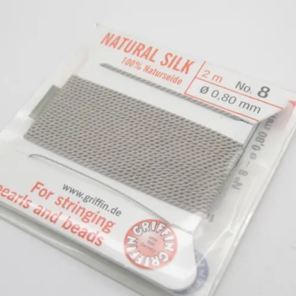 Nici Jedwabne szare z igłą - 0,8mm/2 metry