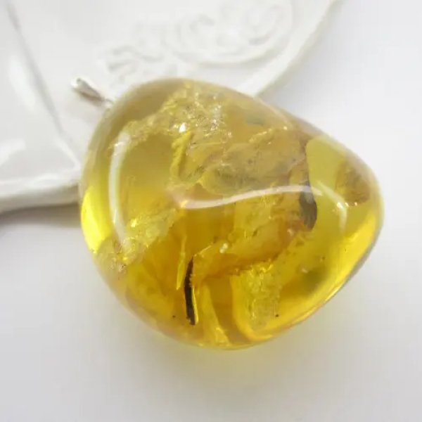 Bursztyn i srebro - zawieszka