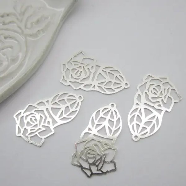 Srebro Ag  - element ozdobny róża 26x15mm  