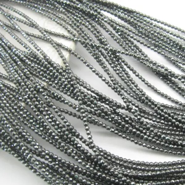 Hematyt fasetowany kulki 2 mm – sznurek 40 cm, kamienie naturalne do biżuterii