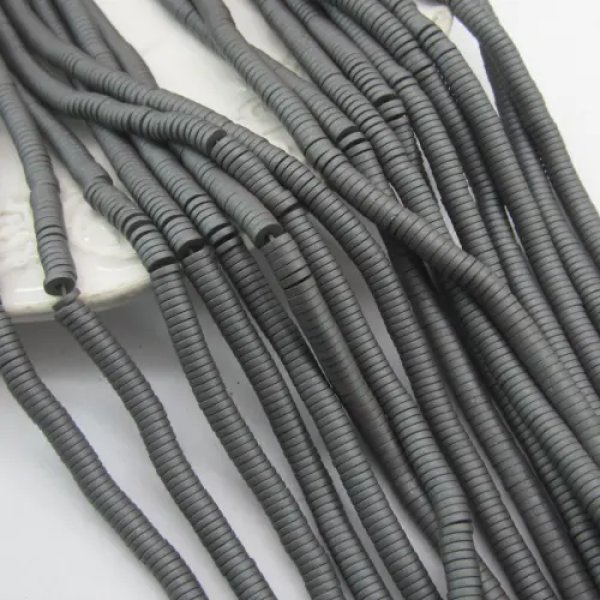 Hematyt stalowo-szary matowy – dysk 4x1 mm (sznurek ok. 41 cm)