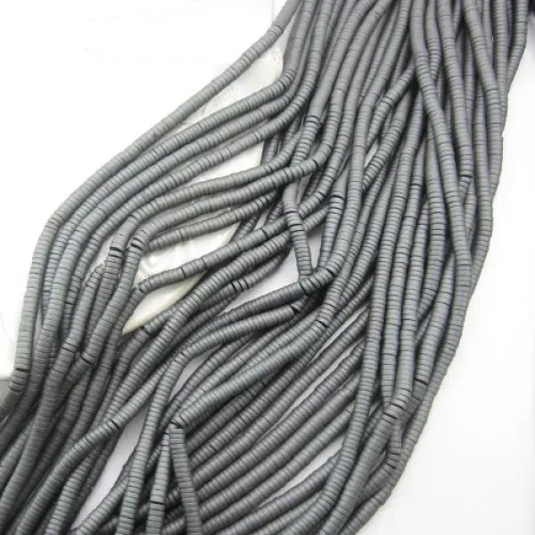 Hematyt szary matowy – dyski 3x1 mm (sznur 41,5 cm) - Kamienie do biżuterii
