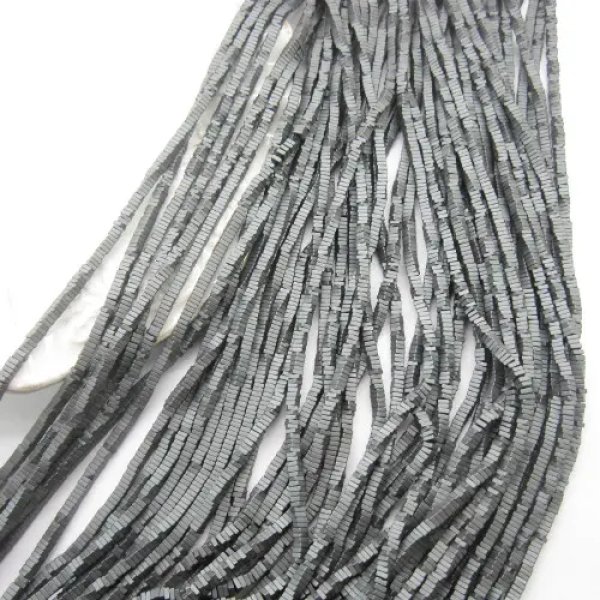 Hematyt szary, matowy kwadrat 2x1mm (sznurek)