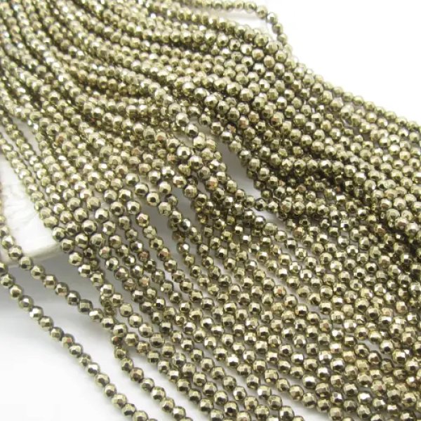 Hematyt złoty fasetowany 3mm kulki (sznurek)