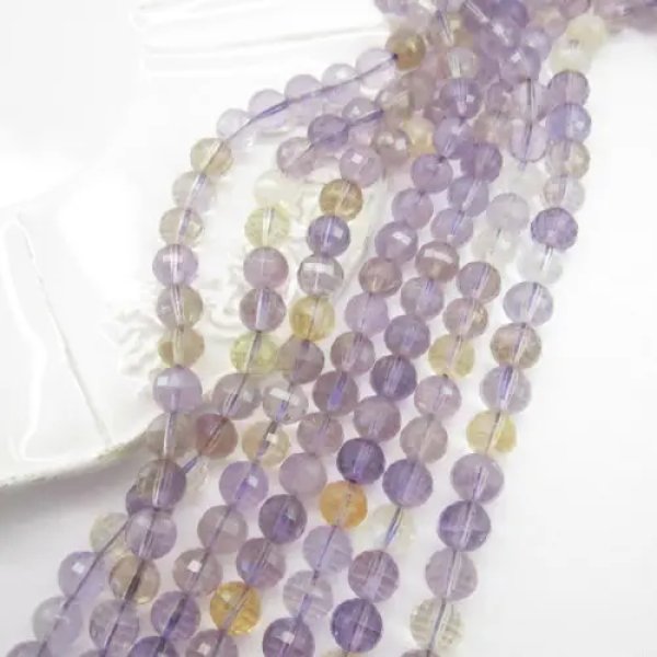 Ametryn fasetowany – kulki 7 mm (sznurek ok. 38,5 cm)