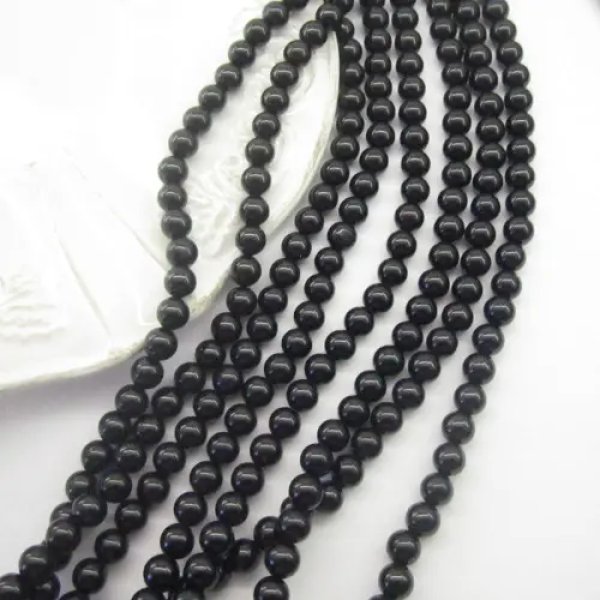 Turmalin czarny kulka 6 mm (sznur)