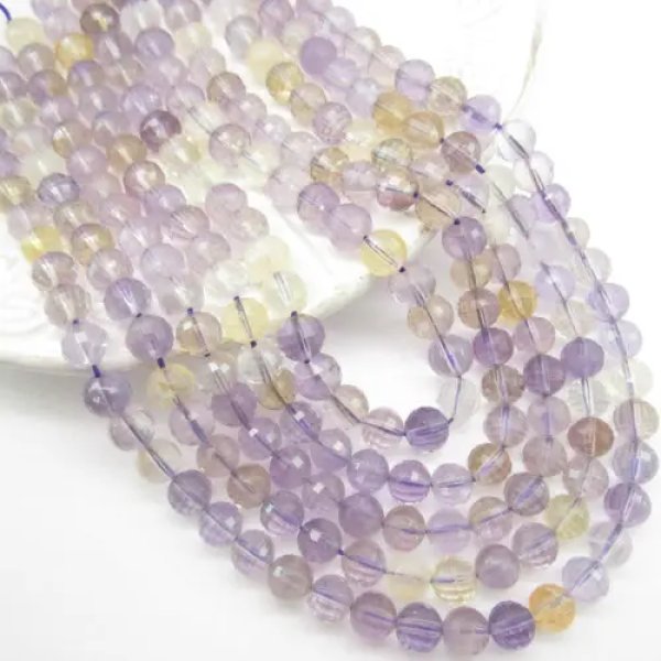 Ametryn fasetowany – kulki 7 mm (sznurek ok. 38,5 cm)