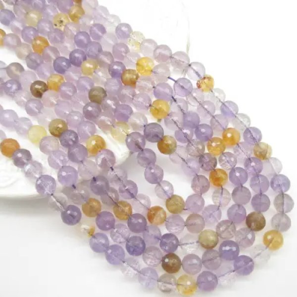 Ametryn fasetowany – kulki 9 mm (sznurek ok. 38 cm)