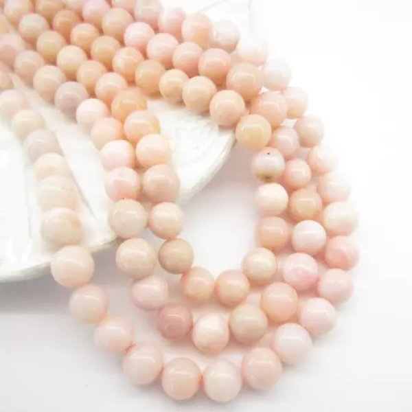 Opal Różowy kulki 10mm(sznurek)