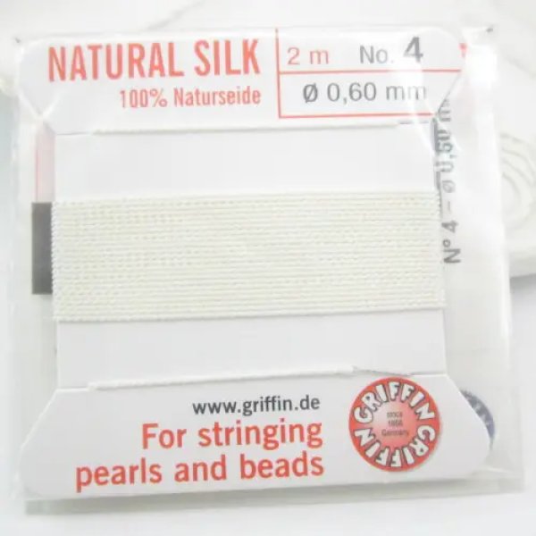 Nici Jedwabne białe z igłą - 0,6mm/2 metry