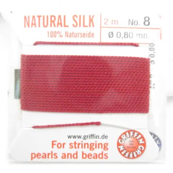 Nici Jedwabne bordowe z igłą - 0,8mm/2 metry
