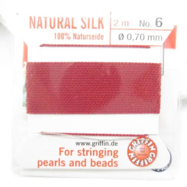 Nici Jedwabne bordowe z igłą - 0,6mm/2 metry