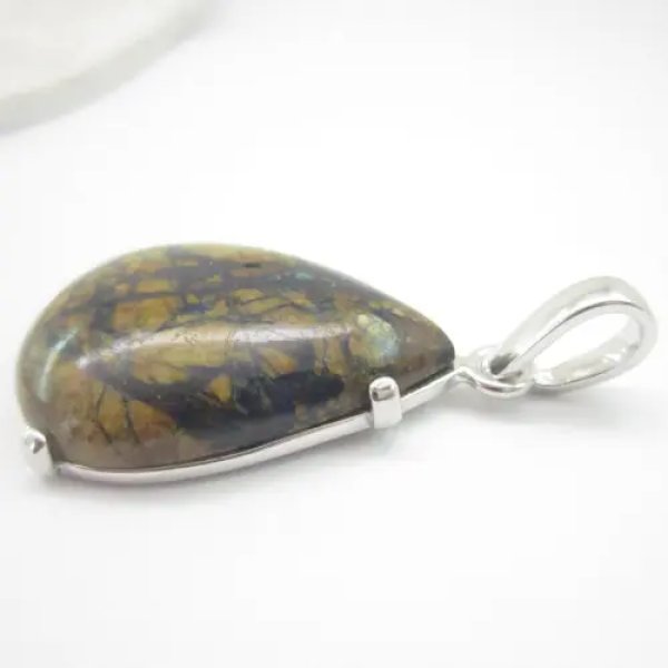 Azuryt i srebro rodowane - zawieszka łza