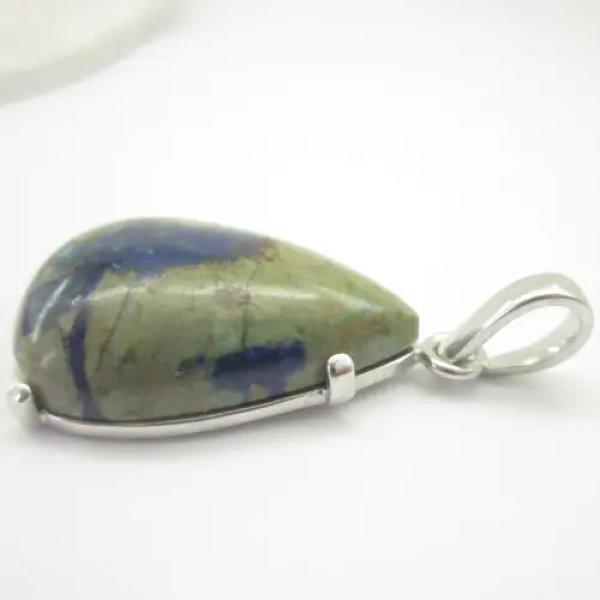 Azuryt i srebro rodowane - wisiorek łza