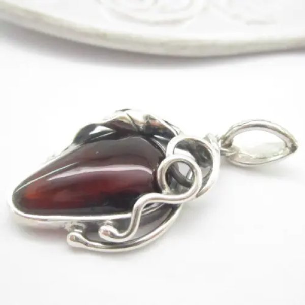 Koniakowy Bursztyn w srebrze - zawieszka