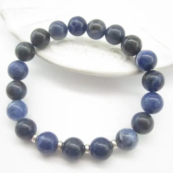 Sodalit i elementy srebrne - bransoletka