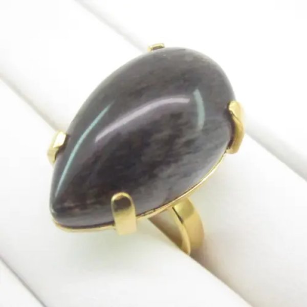 Kamień Słoneczny i srebro złocone - pierścionek 