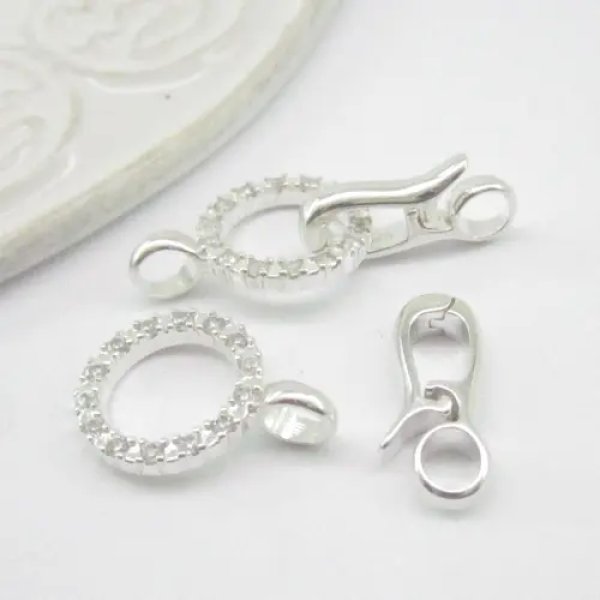 Srebro Ag - Zapięcie ozdobne z cyrkoniami 28mm