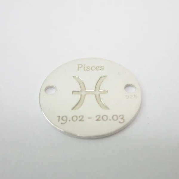 Srebro Ag  - element ozdobny znak zodiaku - Ryby (Pisces, 19.02-20.03) 12mm  