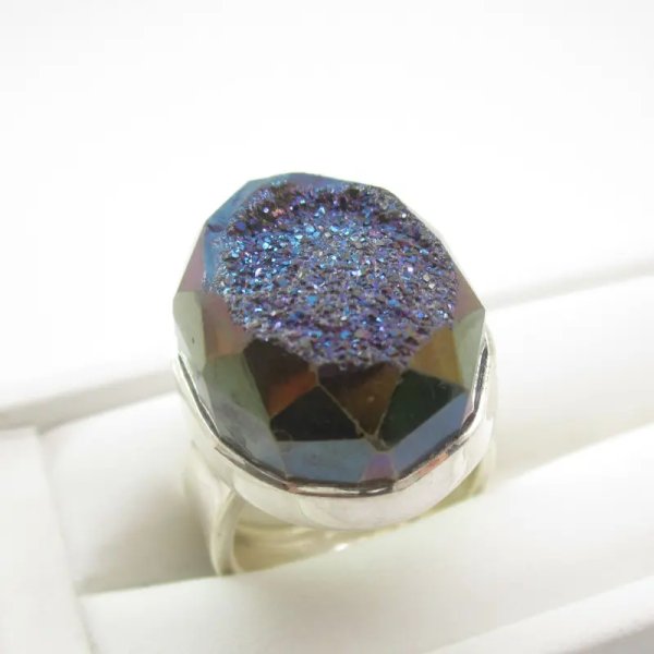 Agat Druzy w srebrze - pierścionek