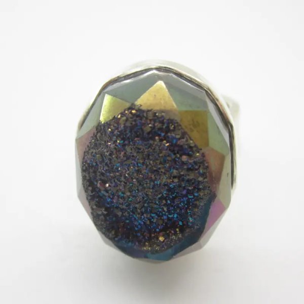 Agat Druzy w srebrze - pierścionek