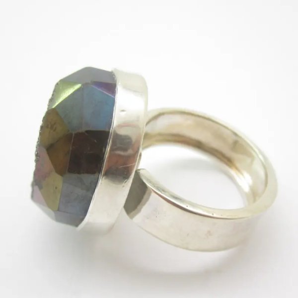 Agat Druzy w srebrze - pierścionek