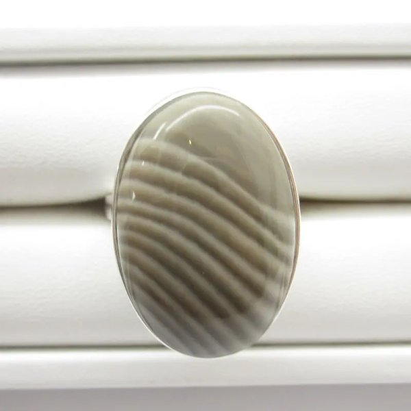 Krzemień Pasiasty w srebrze - pierścionek