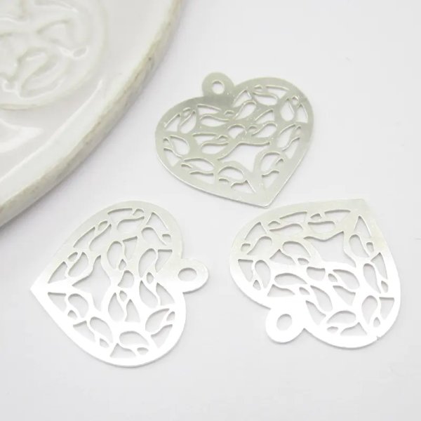 Srebro Ag - element ozdobny serce 21x21mm  