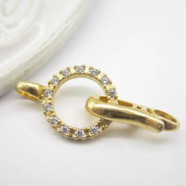 Srebro Ag Złocone - Zapięcie ozdobne z cyrkoniami 28mm