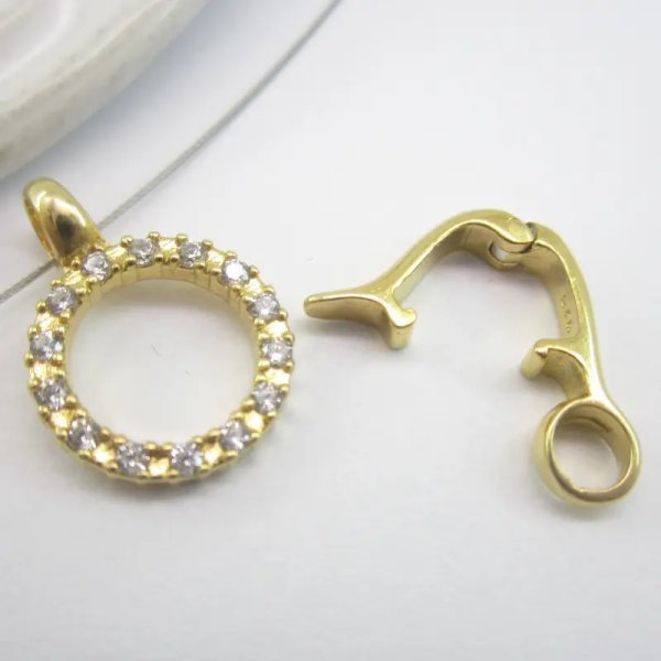 Srebro Ag Złocone - Zapięcie ozdobne z cyrkoniami 28mm