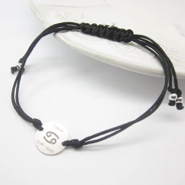 Sznurek i srebro RAK (CANCER 21.06-22.07) - bransoleta