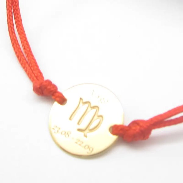 Sznurek i srebro złocone PANNA (VIRGO 23.08-22.09) - bransoleta