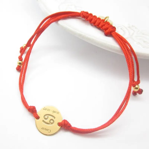 Sznurek i srebro złocone RAK (CANCER 21.06-22.07) - bransoleta