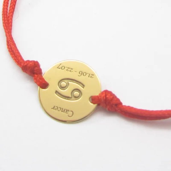 Sznurek i srebro złocone RAK (CANCER 21.06-22.07) - bransoleta