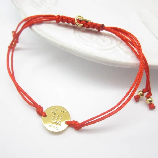 Sznurek i srebro złocone skorpion (VIRGO 24.10-21.11) - bransoleta