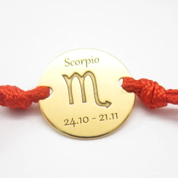 Sznurek i srebro złocone skorpion (VIRGO 24.10-21.11) - bransoleta