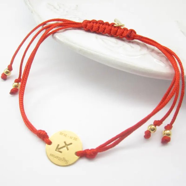 Sznurek i srebro złocone STRZELEC (Sagittarius 22.11-21.12) - bransoleta