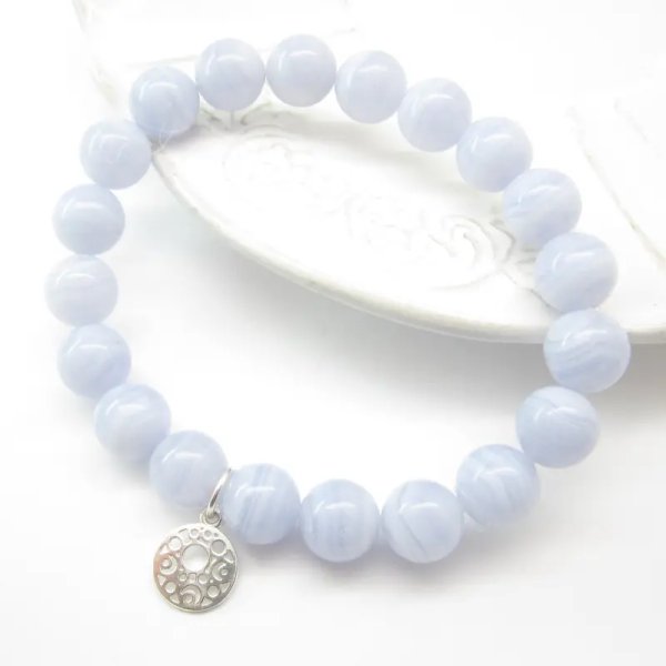 Chalcedon i srebro - bransoletka