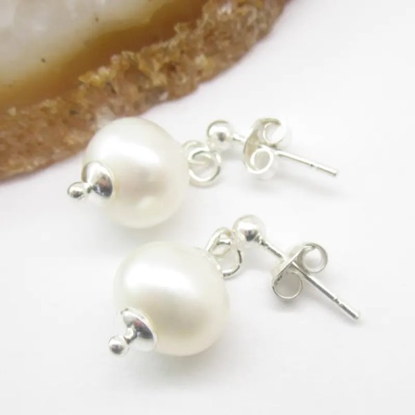 Perły Hodowane w srebrze - kolczyki sztyfty