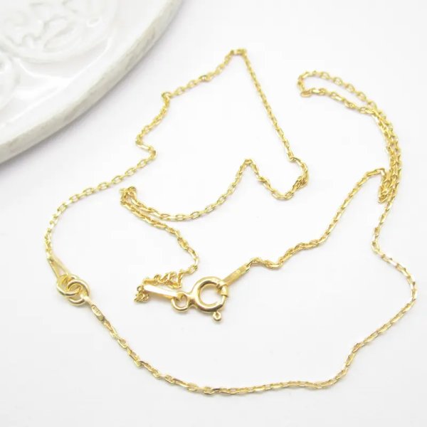 Łańcuszek Anker 38cm (19cm+19cm) - srebro złocone baza do naszyjników