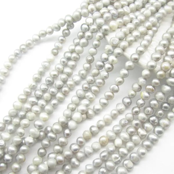 Perły Naturalne Hodowane szare 5-6mm(sznurek)