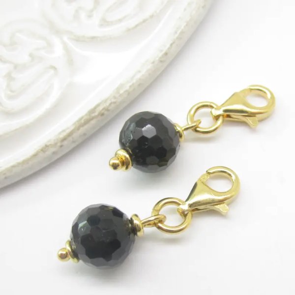 Srebro Ag Złocone - zawieszka charms turmalin fasetowany 8mm 