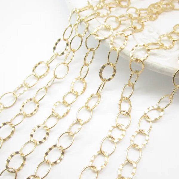 Srebro złocone Ag  - Łańcuch oczka 7,8x5,6mm i 8,1x6mm (20cm)