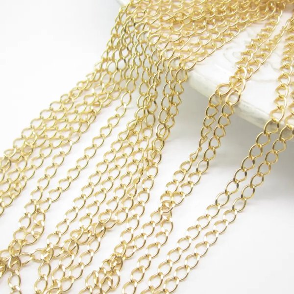 Srebro Złocone Ag  - Łańcuch oczka 3,8x2,6mm (10cm)