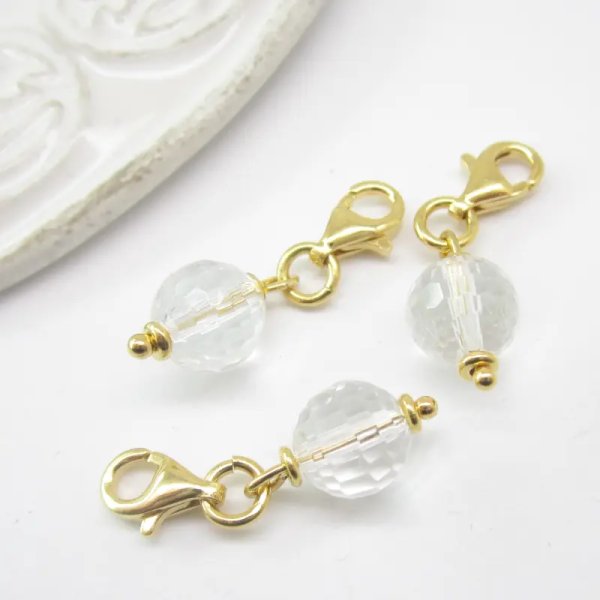 Srebro Ag Złocone - zawieszka charms kryształ górski fasetowany 8mm 