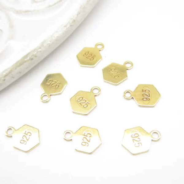 Srebro Złocone Ag - zawieszka blaszka cechownicza 925 