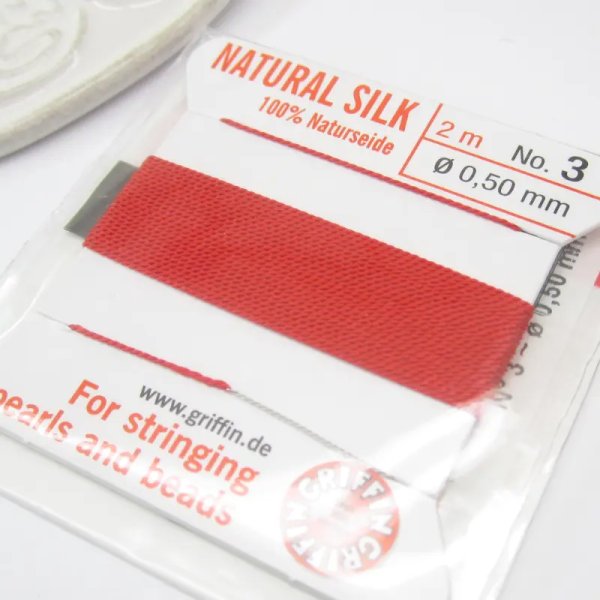 Nici Jedwabne czerwone red z igłą - 0,5mm/2 metry